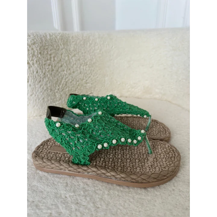 Mayya Yeşil Örgülü Sandalet