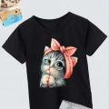 Çocuk Unisex Baskılı T-Shirt - Siyah