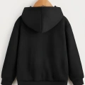 Çocuk Unisex Kapüşonlu Tatlı Kedi Baskılı Sweatshirt - Siyah