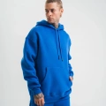 ERKEK 3 İplik Oversize Kapşonlu Basic SweatShirt Hoodie - Mavi