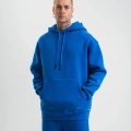 ERKEK 3 İplik Oversize Kapşonlu Basic SweatShirt Hoodie - Mavi