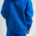 ERKEK 3 İplik Oversize Kapşonlu Basic SweatShirt Hoodie - Mavi