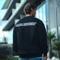 Erkek 3 iplik Pamuklu Bisiklet Yaka Oversize Baskılı SweatShirt - Siyah