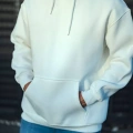 Erkek 3 İplik Pamuklu Kapüşonlu Basic SweatShirt Hoodie - Beyaz