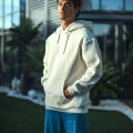 Erkek 3 İplik Pamuklu Kapüşonlu Basic SweatShirt Hoodie - Beyaz