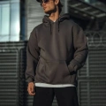 Erkek 3 İplik Pamuklu Kapüşonlu Basic SweatShirt Hoodie - Füme