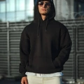 Erkek 3 İplik Pamuklu Kapüşonlu Basic SweatShirt Hoodie - Siyah