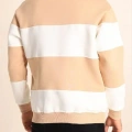 Erkek 3 iplik pamuklu Parçalı Bisiklet Yaka SweatShirt - Bej