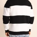 Erkek 3 iplik pamuklu Parçalı Bisiklet Yaka SweatShirt - Siyah