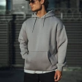 Erkek 3 İplik Penye Kapüşonlu Basic SweatShirt Hoodie - Boyalı Gri