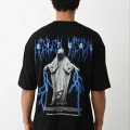 Erkek Baskılı Oversize  Kısa kol T-Shirt - Siyah