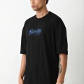 Erkek Baskılı Oversize  Kısa kol T-Shirt - Siyah