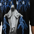 Erkek Baskılı Oversize  Kısa kol T-Shirt - Siyah