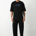 Erkek Baskılı Oversize  Kısa kol T-Shirt - Siyah