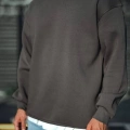 Erkek Bisiklet Yaka 3 iplik Pamuklu Basic SweatShirt  - Antrasit