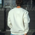 Erkek  Bisiklet Yaka 3 İplik Pamuklu Basic SweatShirt - Beyaz