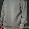 Erkek Bisiklet Yaka 3 İplik pamuklu Basic SweatShirt - Boyalı Gri