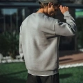 Erkek Bisiklet Yaka 3 İplik pamuklu Basic SweatShirt - Boyalı Gri