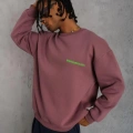 Erkek Bisiklet Yaka Baskılı 3 iplik pamuklu Sweatshirt - Gül Kurusu