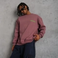 Erkek Bisiklet Yaka Baskılı 3 iplik pamuklu Sweatshirt - Gül Kurusu