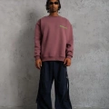 Erkek Bisiklet Yaka Baskılı 3 iplik pamuklu Sweatshirt - Gül Kurusu