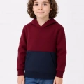 Erkek Çocuk Kapüşonlu Kanguru Cepli Parçalı SweatShirt - Renkli