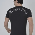 Erkek Göğüs File Aksesuarlı T-shirt - Siyah