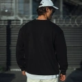 Erkek pamuklu Bisiklet Yaka 3 İplik Basic SweatShirt - Siyah