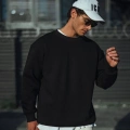Erkek pamuklu Bisiklet Yaka 3 İplik Basic SweatShirt - Siyah
