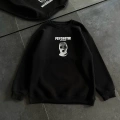 Kadın 3 iplik Kışlık Bisiklet Yaka Baskılı SweatShirt - Siyah