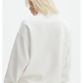 Kadın 3 İplik Pamuklu Oversize Yarım Fermuarlı Yakalı Basic Sweatshirt - Beyaz