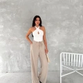 Kadın Ayrobin Oversize Kadın Pantalon - Bej