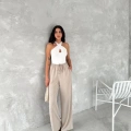 Kadın Ayrobin Oversize Kadın Pantalon - Bej