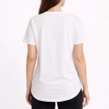 Kadın Basic T-Shirt Kısa Kol Bisiklet Yaka Oval Kesim Tişört - Beyaz