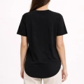 Kadın Basic T-Shirt Kısa Kol Bisiklet Yaka Oval Kesim Tişört - Siyah