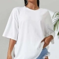 Kadın Baskılı Oversize kısa kol T-Shirt - Beyaz
