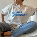 Kadın Baskılı Oversize kısa kol T-Shirt - Beyaz