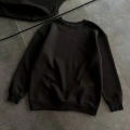 Kadın Bisiklet Yaka 3 İplik Pamuklu Basic SweatShirt - Siyah