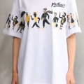 kadın Bisiklet Yaka Baskılı Oversize T-Shirt - Beyaz
