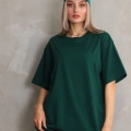 Kadın Düz  Kısa kol Penye T-shirt- Yeşil