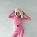 Kadın Kemer Detaylı Fermuarlı Tulum - Pembe