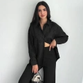 Kadın Nakışlı Uzun Kollu Gömlek - Siyah
