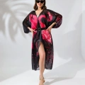 Kadın Rahat Kesim Şifon Kimono - Siyah