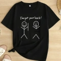 Kadın T-Shirt Ive Got Your Back Basklı tişört - Siyah