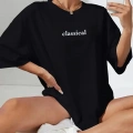 Kadın T-shirt Penye Compack Classical Baskılı Kısa kol Tişört - Siyah