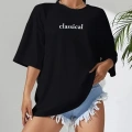 Kadın T-shirt Penye Compack Classical Baskılı Kısa kol Tişört - Siyah