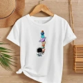 Kız Çocuk Baskılı T-Shirt - Beyaz
