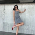 Kolsuz Mini Elbise- Gri