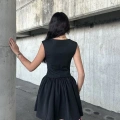 Kolsuz Mini Elbise- Siyah
