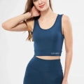 Kolsuz Sporcu Baskılı Crop - Turkuaz